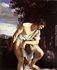 Goliath Canvas Paintings - David Contemplating the Head of Goliath